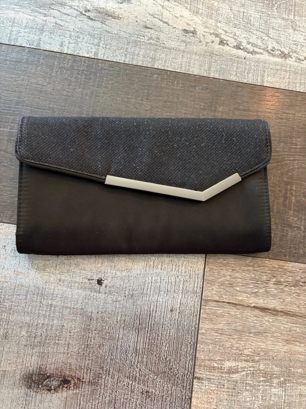 WHBM Black Convertible Clutch Crossbody Evening Bag